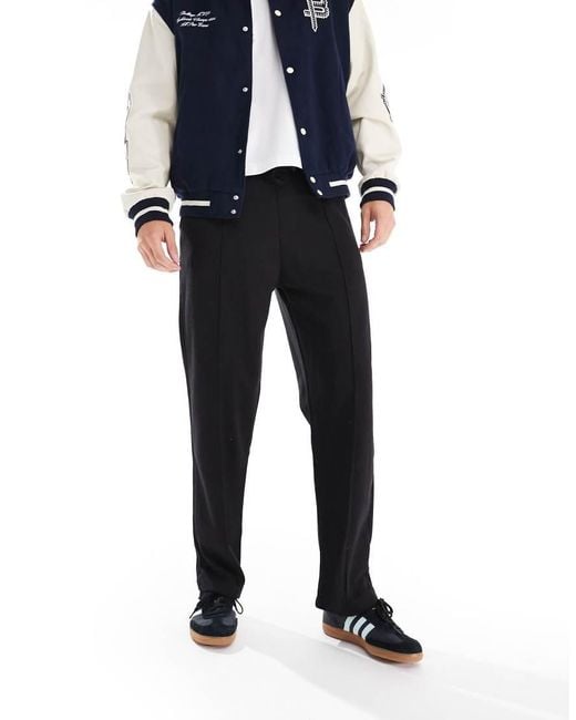 Bershka Black Wide Leg Pintuck jogger for men