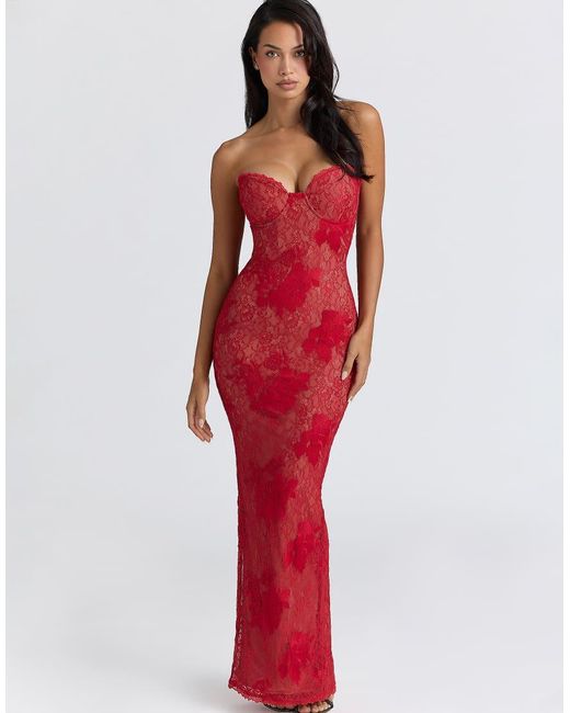 House Of Cb Lucienne Lace Embroidered Maxi Dress
