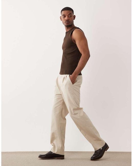 ASOS Brown Muscle Fit Tank With Henley Neck for men