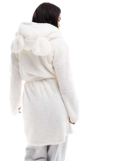 Loungeable White Sherpa Hooded Ears Mini Robe