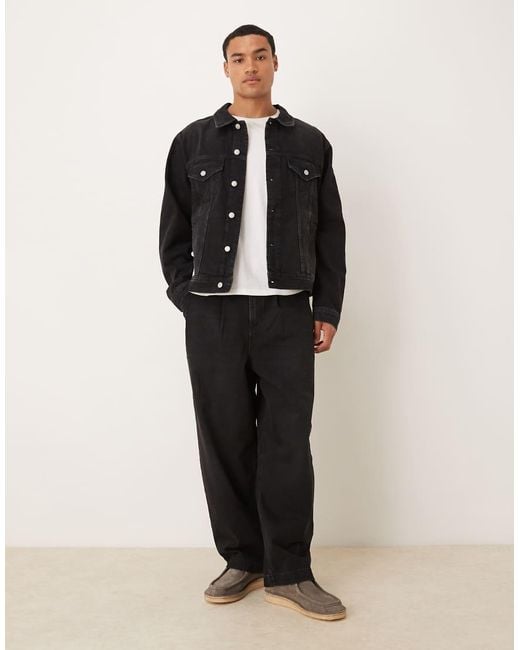 ASOS Denim Truckerjack in het Black voor heren