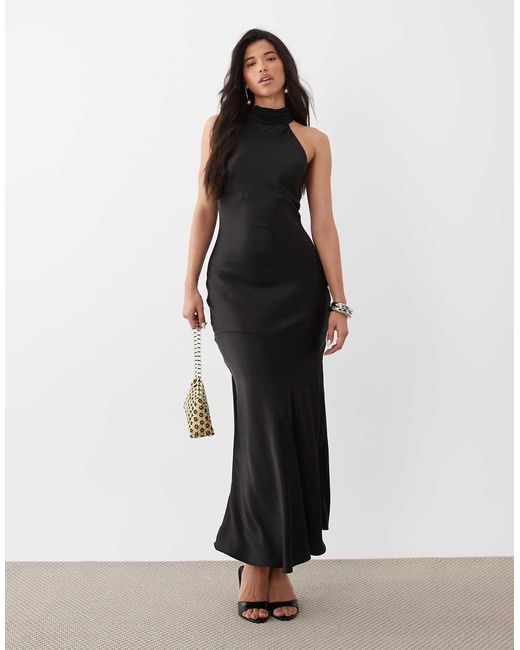 Gina Tricot Black Shawl Halterneck Maxi Dress
