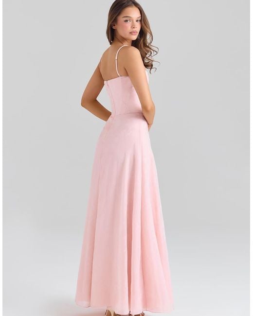 House Of Cb Pink Esme Blush Chiffon Maxi Dress