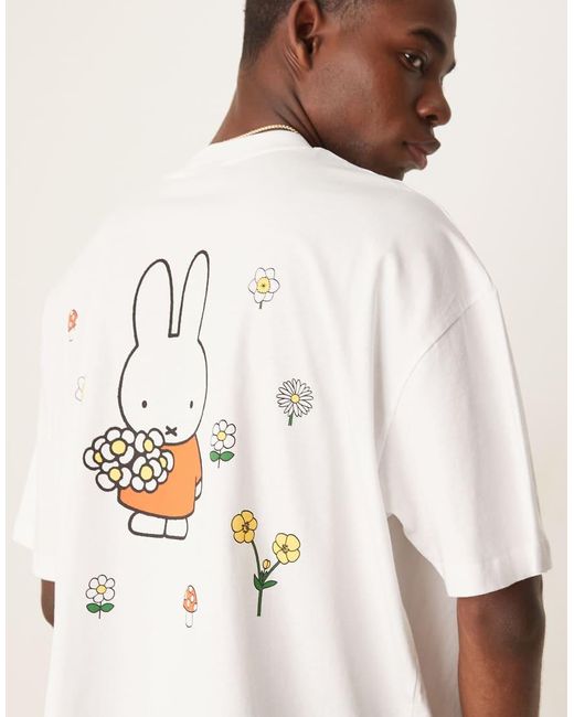 T-Shirt Oversize Bianca Con Stampe Di Miffy di ASOS in White