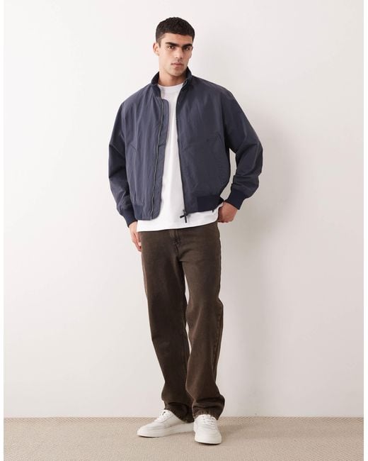 SELECTED Blue Relaxed Bomber Jacket for men
