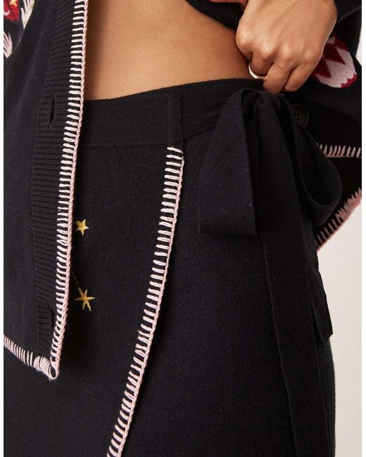 Never Fully Dressed Black Night Garden Embroidered Mini Skirt Co-ord