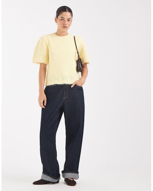 Pieces Natural Soft Knitted Short Sleeve Jumper