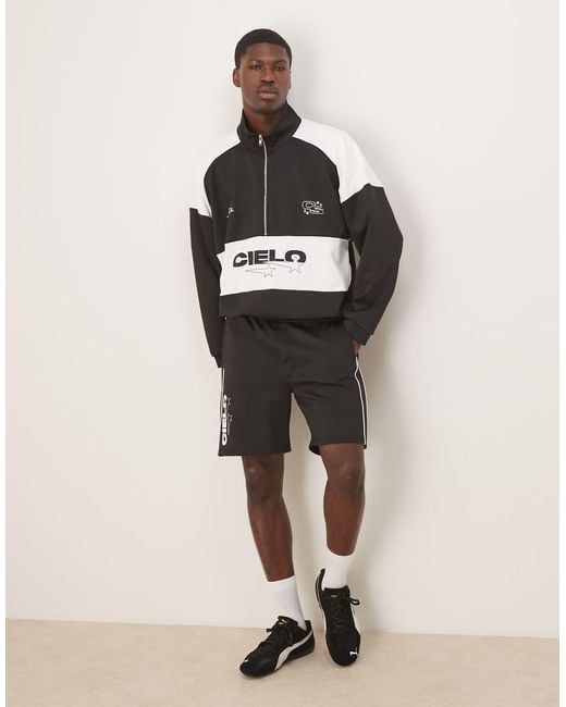 ASOS Black Boxy Oversized Scuba Funnel Neck Sweatshirt With Print for men