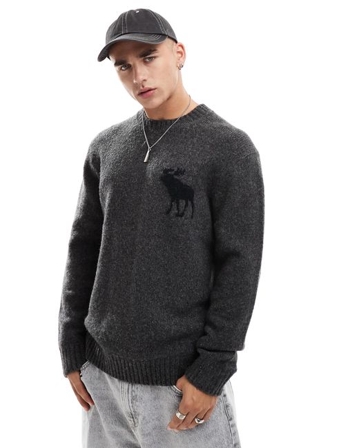 Abercrombie & Fitch – flauschiger strickpullover in Gray für Herren