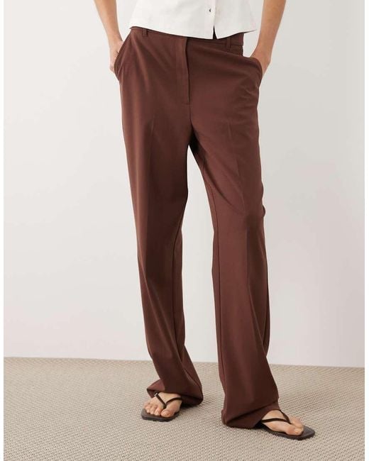 ASOS Brown Tall Slim Straight Trousers