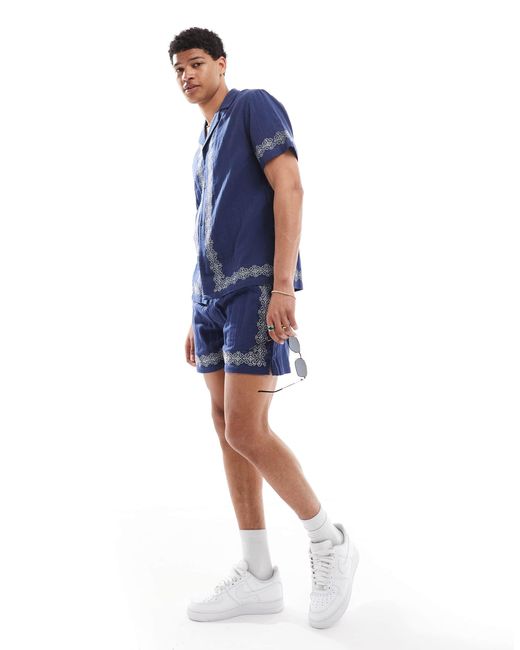 Native Youth – hemd aus doppellagiger gaze in Blue für Herren