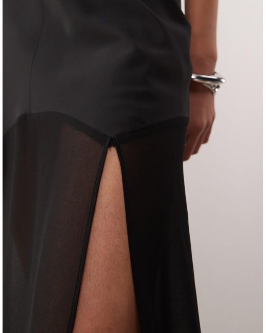 Collusion Black Sheer & Solid Maxi Dress