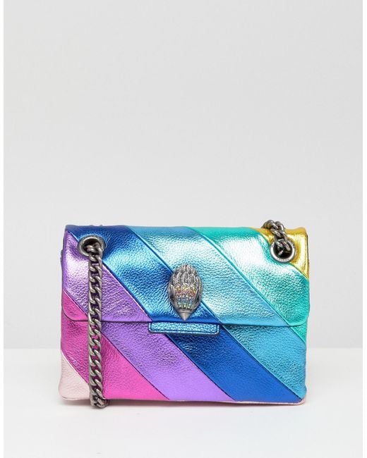 Kurt Geiger Blue Mini Kensington Rainbow-print Leather Shoulder Bag
