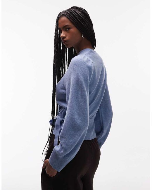 & Other Stories Blue Pure Wool Wrap Cardigan