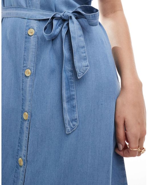 ONLY Blue Lightweight Denim Midi Shirt Dress