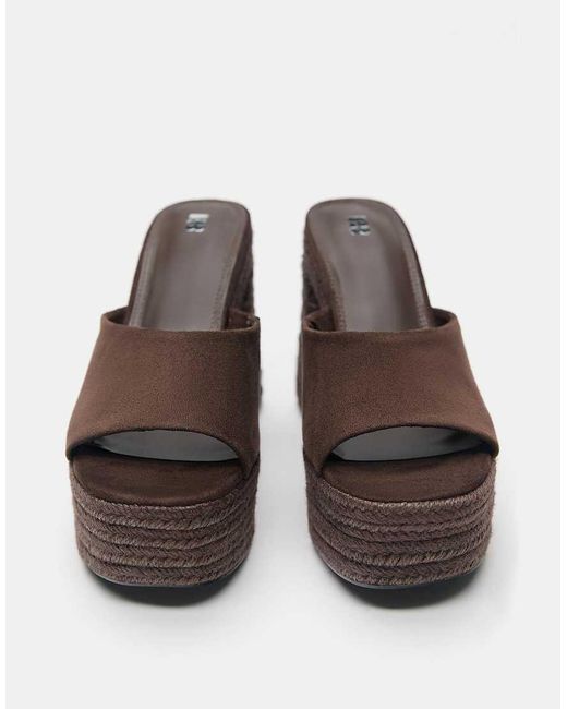 Pull&Bear Brown Jute Platform Clogs