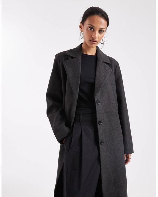 Manteau long coupe oversize élégante en aspect laine - foncé ONLY en coloris Black