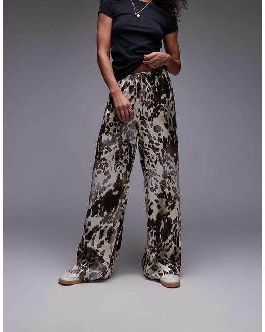 & Other Stories Black Satin Pull-On Wide Leg Trousers