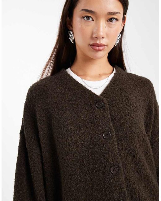 ASOS Black Boucle Boyfriend Cardigan