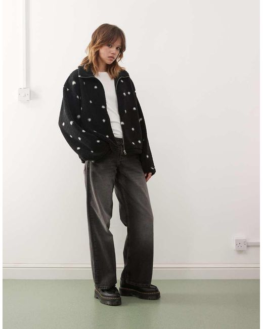 Monki Black Zip Up Fleece