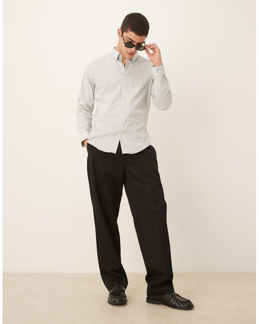 Camisa Claro De Manga Larga De Abercrombie & Fitch de hombre de color White