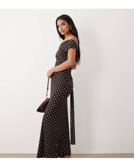 Kaiia Multicolor Exclusive Slinky Tie Drape Waist Cowl Back Maxi Dress