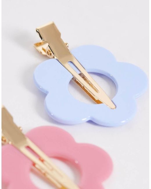 Pieces Pink 2 Pack Retro Flower Hair Clip