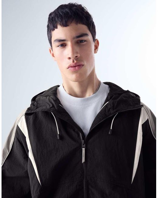 Bershka Blue Colour Block Technical Jacket for men