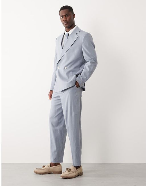 ASOS Blue Oversized Tapered Suit Trousers for men