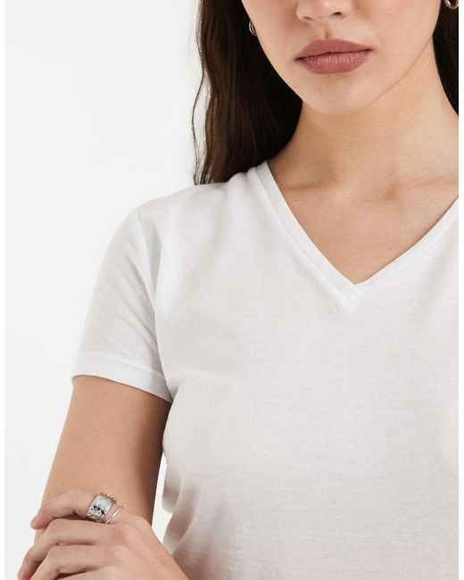 & Other Stories White V Neck T-Shirt