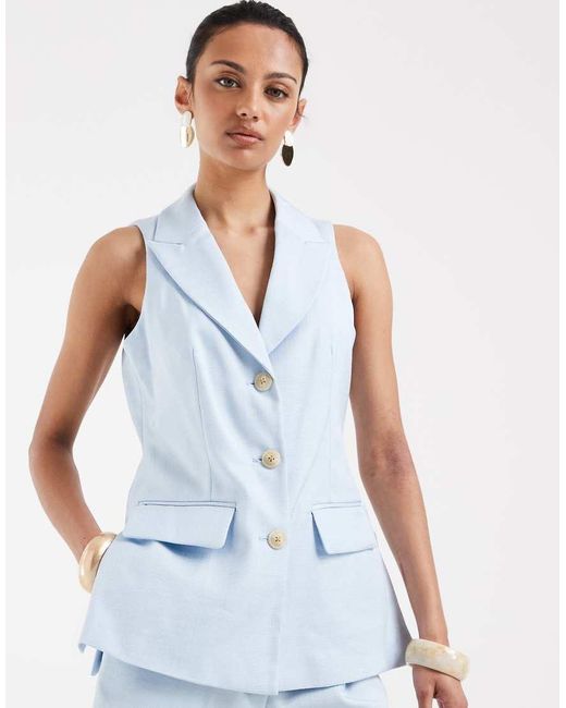 River Island Blue Halterneck Tailored Waistcoat