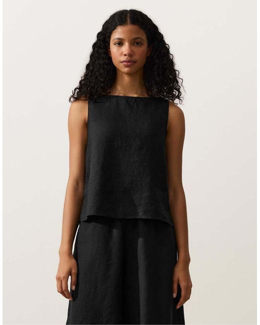 Oysho Black 100% Linen Square Top