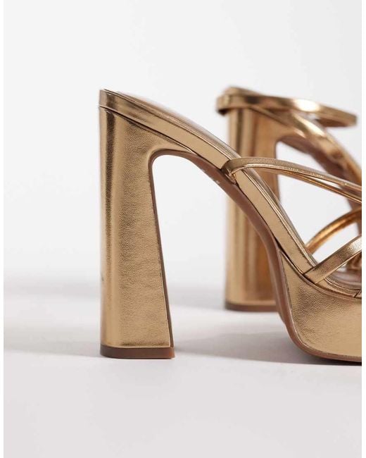 ASOS Metallic Nancy Strappy Platform High Heeled Sandals