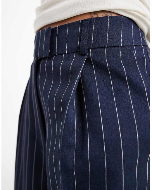 ASOS Blue Tall Tailored Low Rise Wide Leg Mansy Trousers