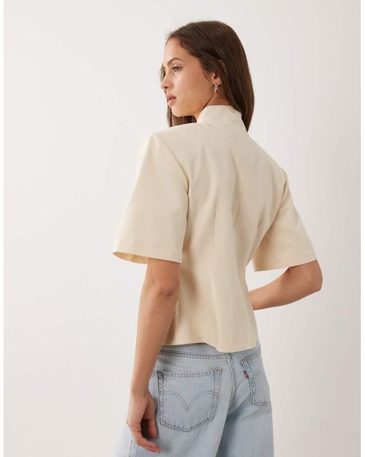 ASOS Natural Asymmetric Short Sleeve Blazer