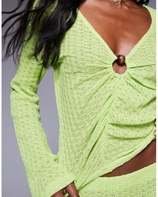 ASOS Green Co-ord Knit Long Sleeve Top With Hardware Detail