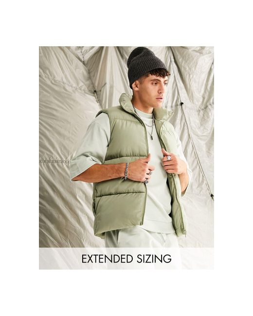 ASOS Puffer Vest in Green for Men Lyst