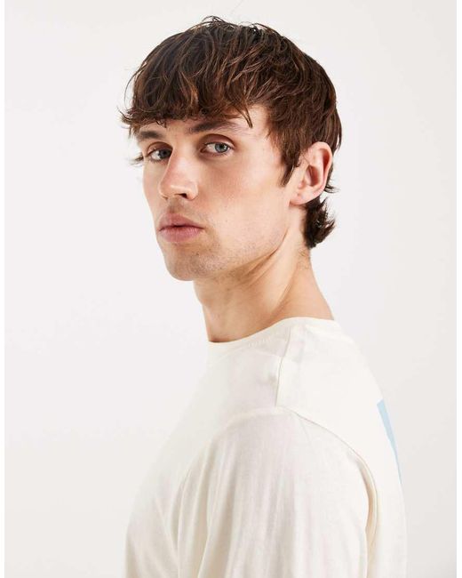 Only & Sons Blue Long Sleeve T-shirt With Peak Back Print for men