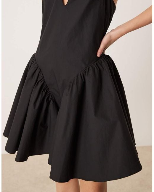 Glamorous Black Dropped Waist Halterneck Mini Dress