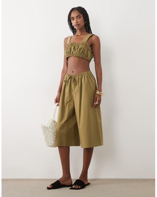 ASOS Green Linen Blend Ruched Bralet