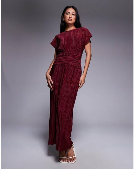 ASOS Purple Twist Front Plisse Sleeveless Maxi Dress