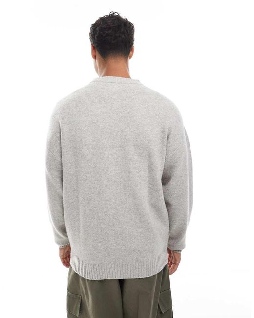 Jack & Jones Gray Oversize Fluffy Jumper for men