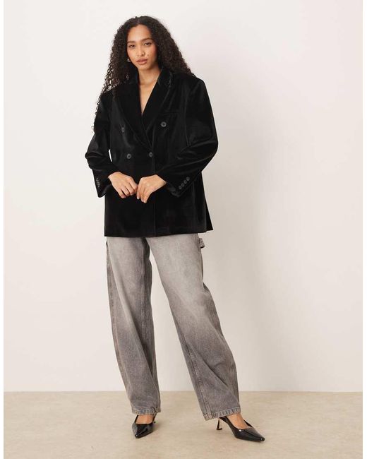 ASOS Oversized Blazer Van Fluweel in het Black