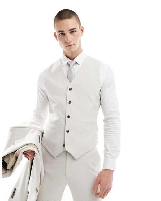 ASOS – schmal geschnittene anzugweste in White für Herren