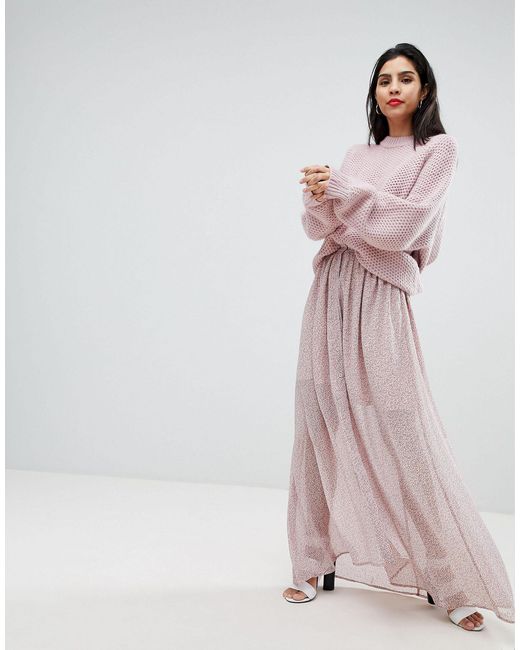 sheer floral maxi skirt