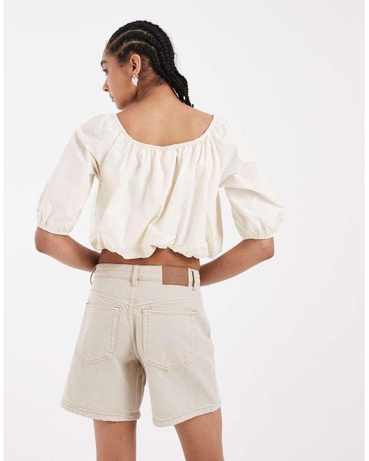 ASOS White Cropped Poplin Bubble Top