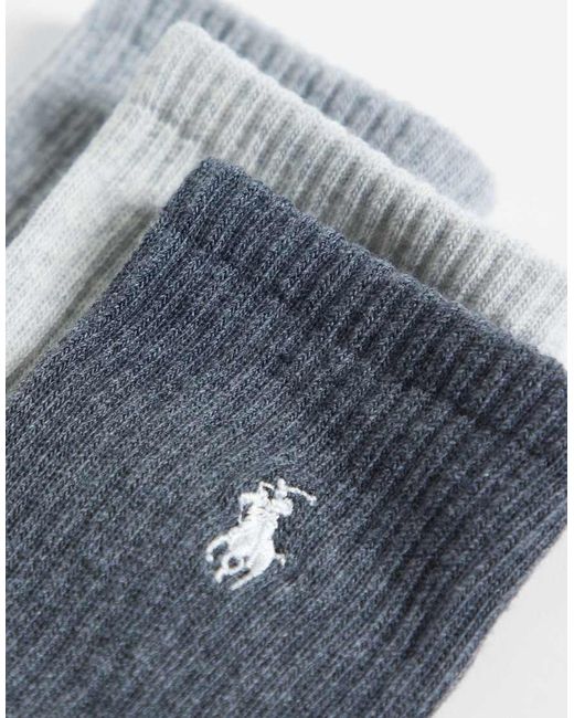 Polo Ralph Lauren White Icon Logo 3 Pack Crew Socks for men