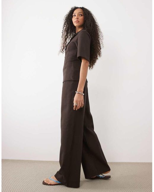 ASOS Brown Interlock Wide Leg Pants