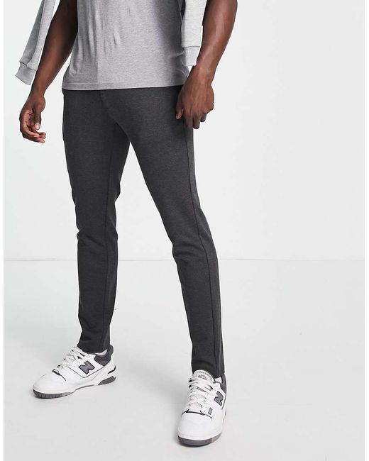 Only & Sons Gray Slim Fit Tapered Trousers for men