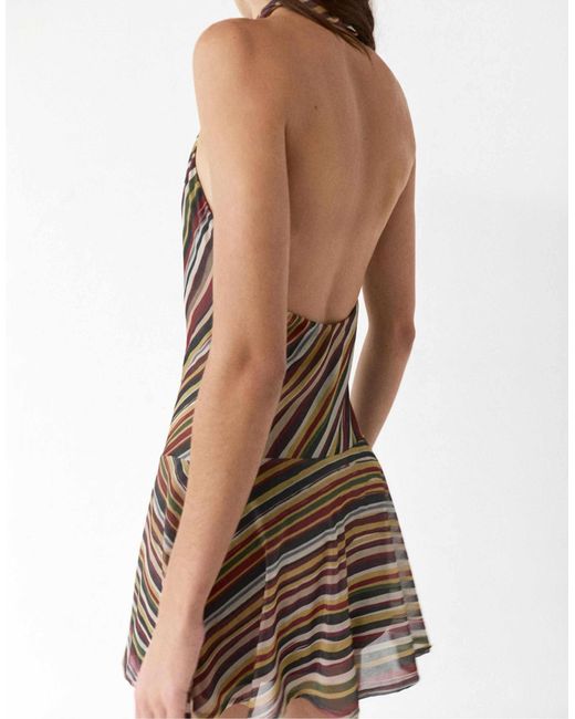 Robe courte dos nu à rayures Pull&Bear en coloris Natural
